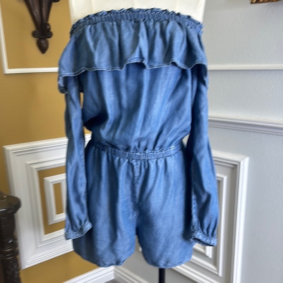 Soft Denim Off-Shoulder Denim Romper - Picture 13 of 14